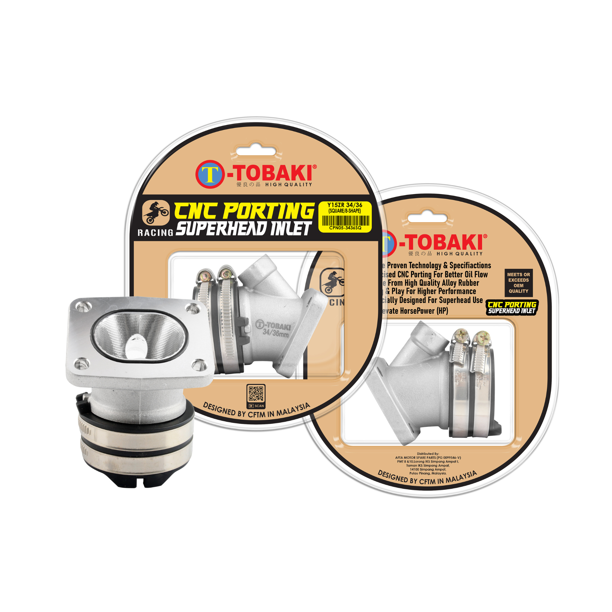 TOBAKI X CNC PORTING SUPERHEAD INLET PIPE (SQUARE) 8-SHAPE Y15ZR FOR LC135 SUPERHEAD