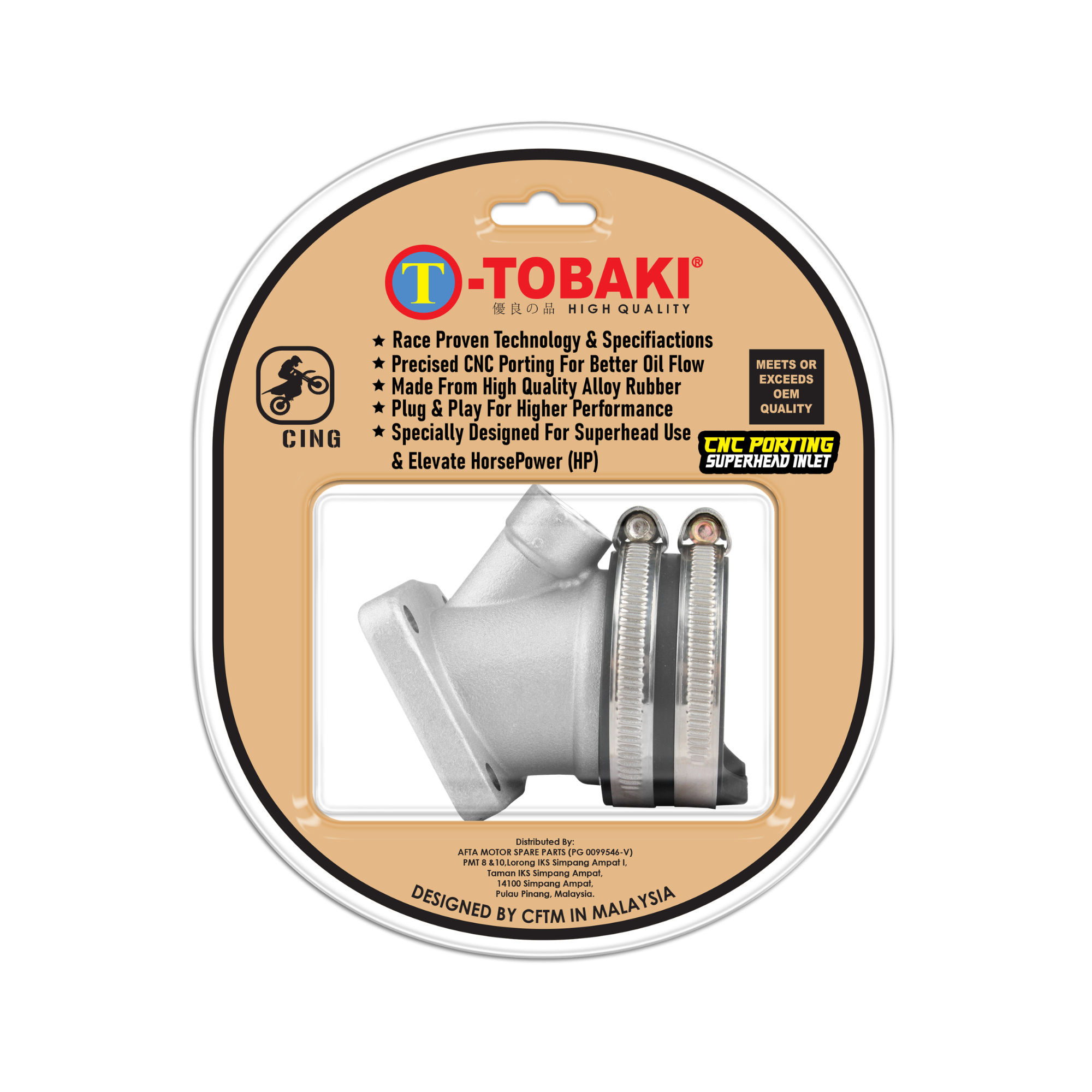 TOBAKI X CNC PORTING SUPERHEAD INLET PIPE (SQUARE) OVAL SHAPE Y15ZR FOR LC SUPERHEAD