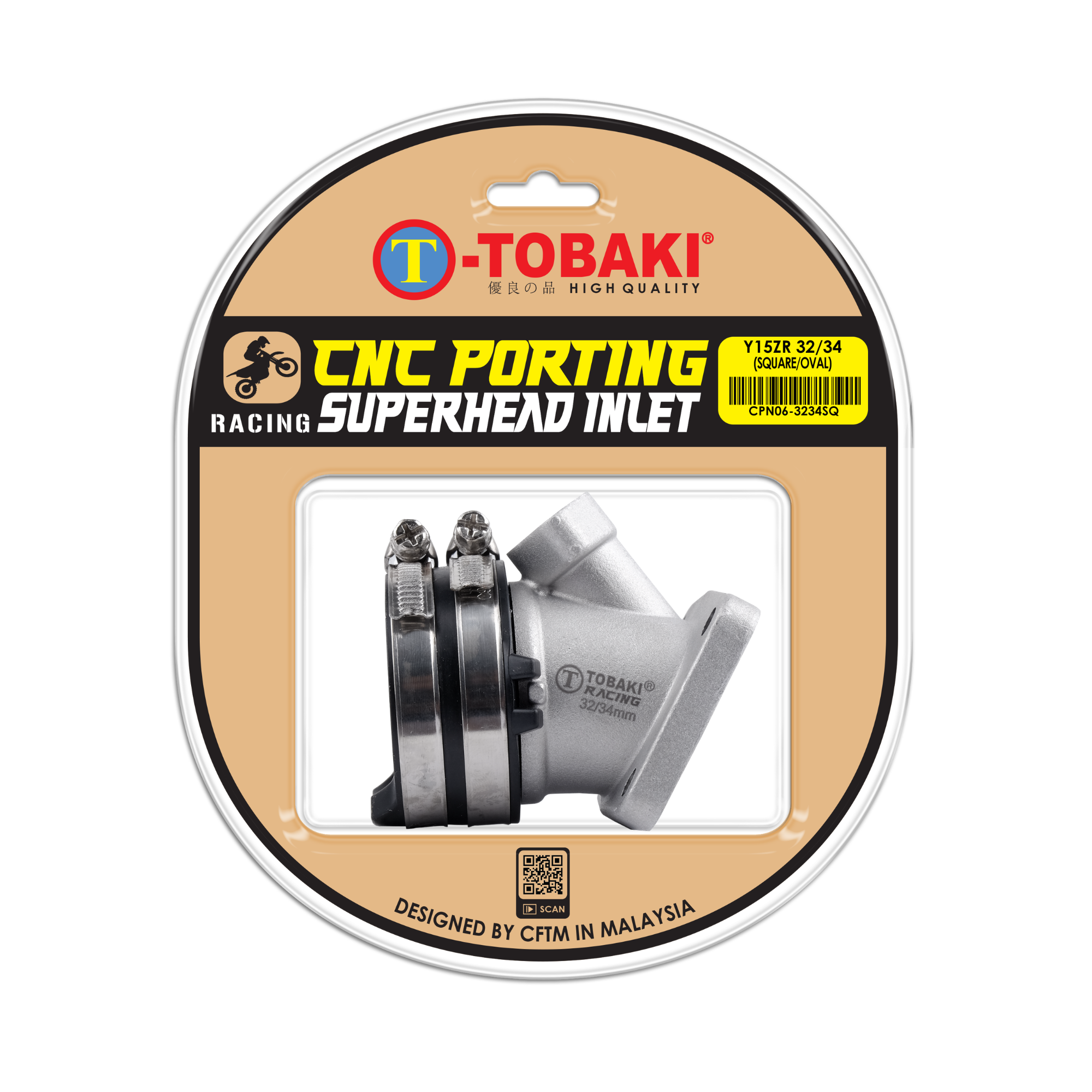 TOBAKI X CNC PORTING SUPERHEAD INLET PIPE (SQUARE) OVAL SHAPE Y15ZR FOR LC SUPERHEAD