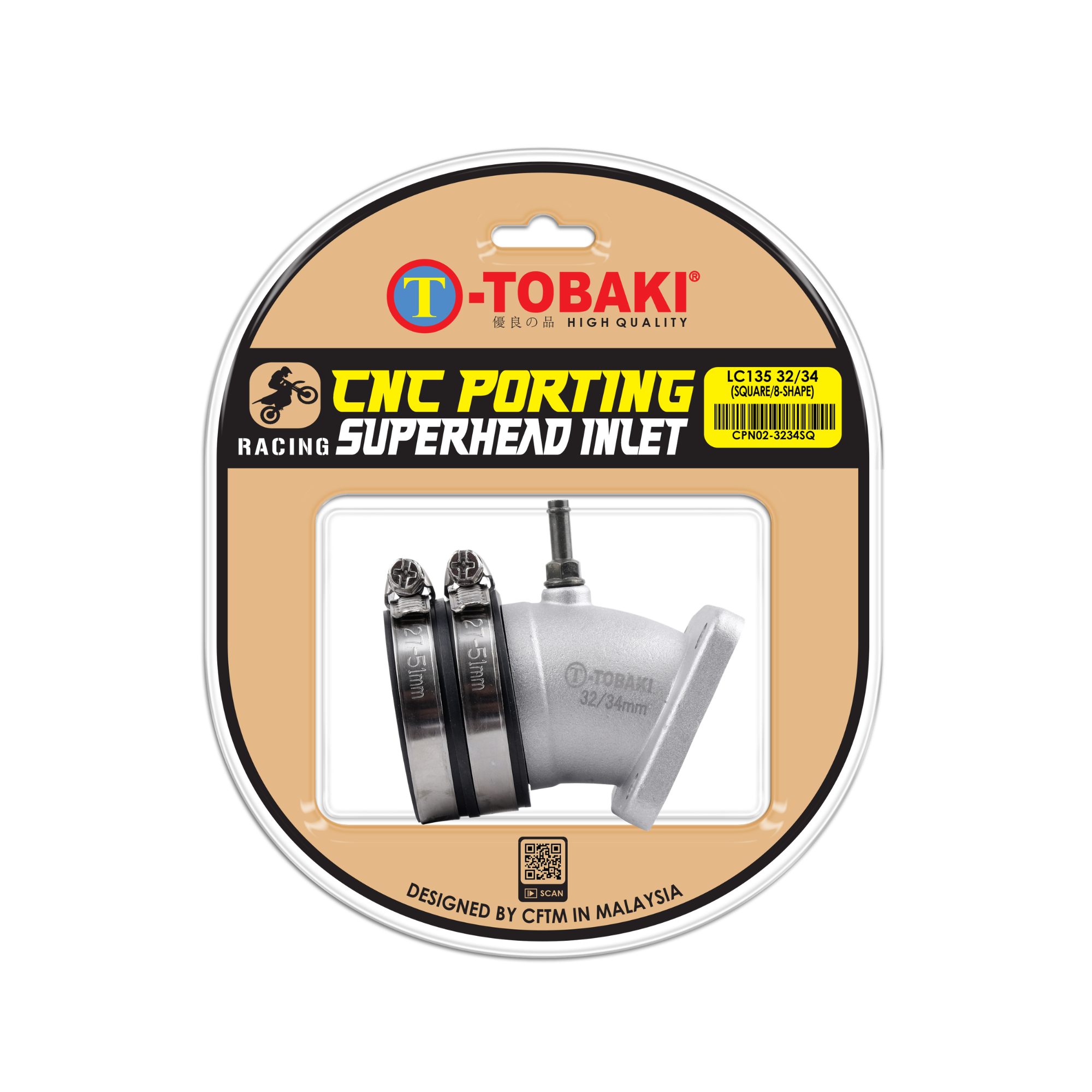 TOBAKI X CNC PORTING INLET PIPE (SQUARE)LC135