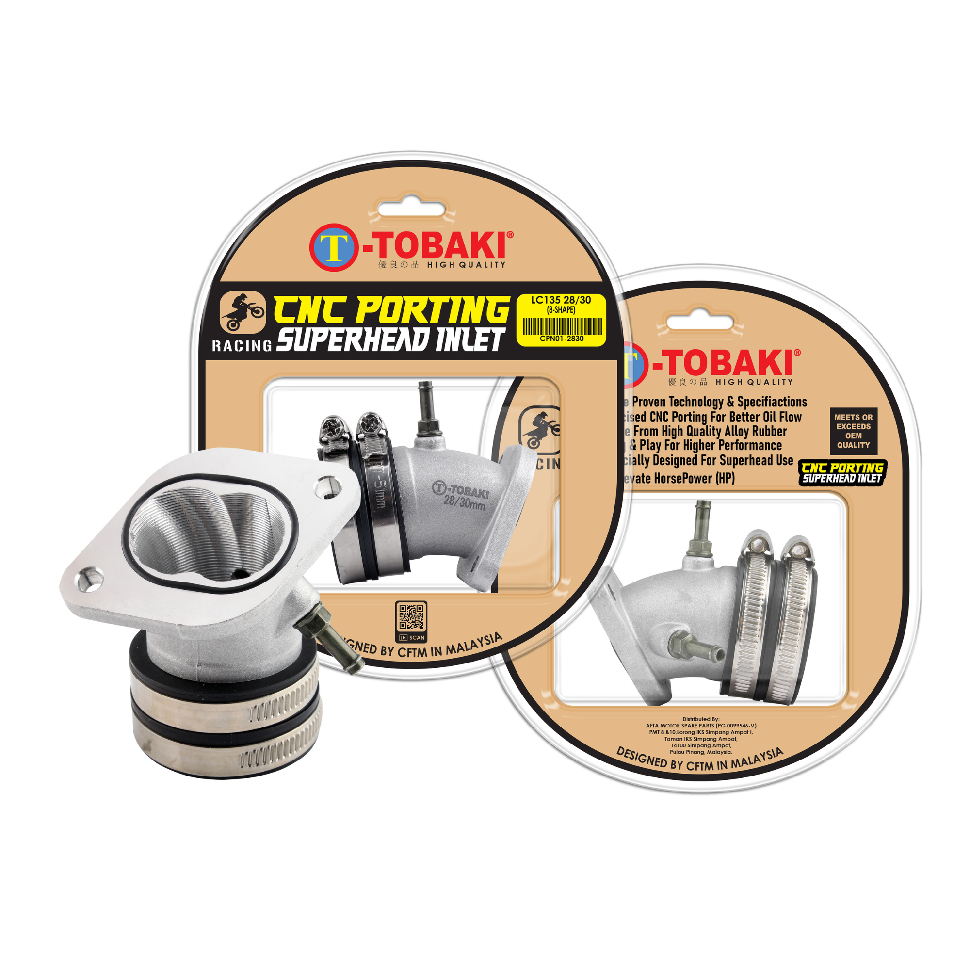 TOBAKI X CNC PORTING SUPERHEAD INLET PIPE 8-SHAPE LC135 28/30 32/34 34/36