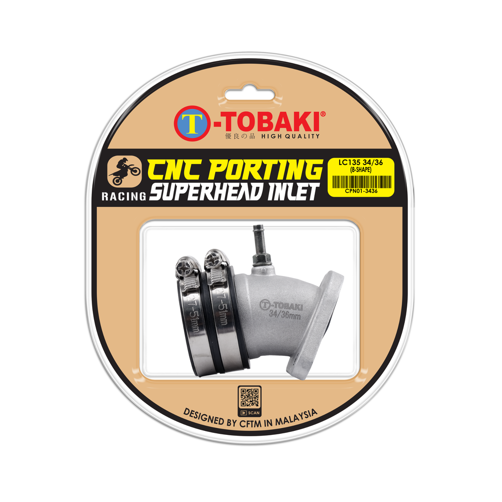 TOBAKI X CNC PORTING SUPERHEAD INLET PIPE 8-SHAPE LC135 28/30 32/34 34/36