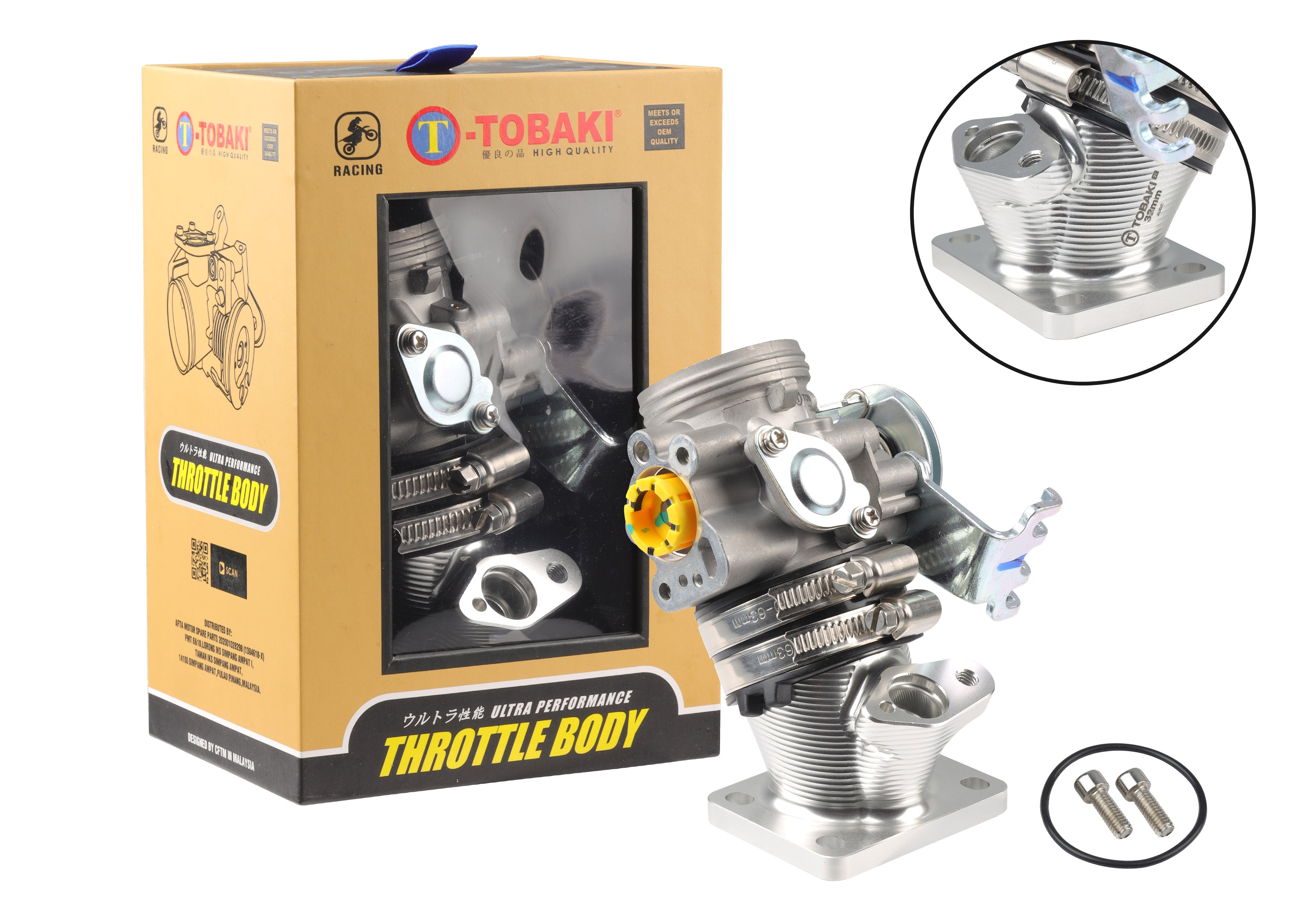 TOBAKI X THROTTLE BODY WITH CNC INLET PIPE COMP