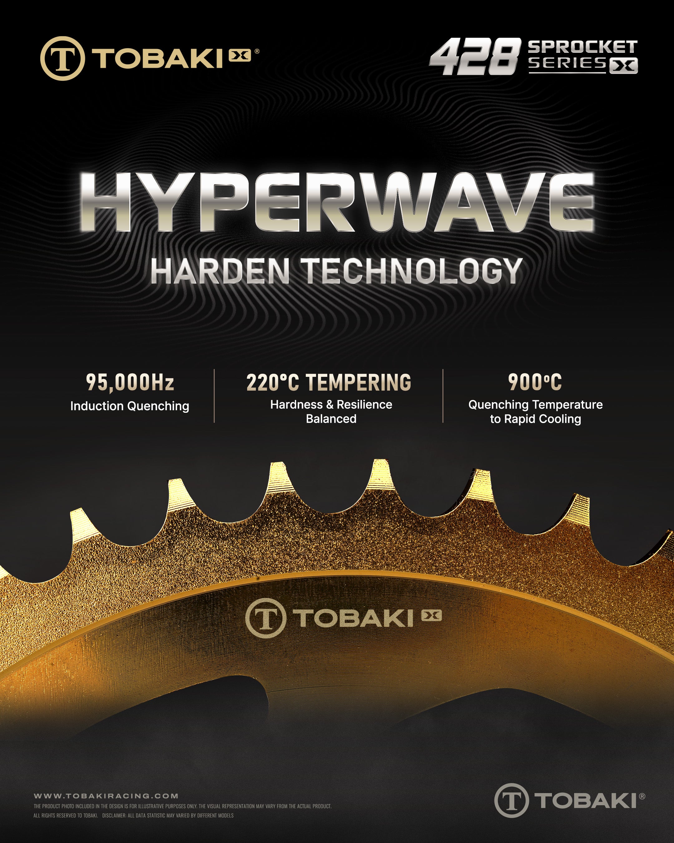 TOBAKI X REAR SPROCKET GOLD HARDENED STEEL