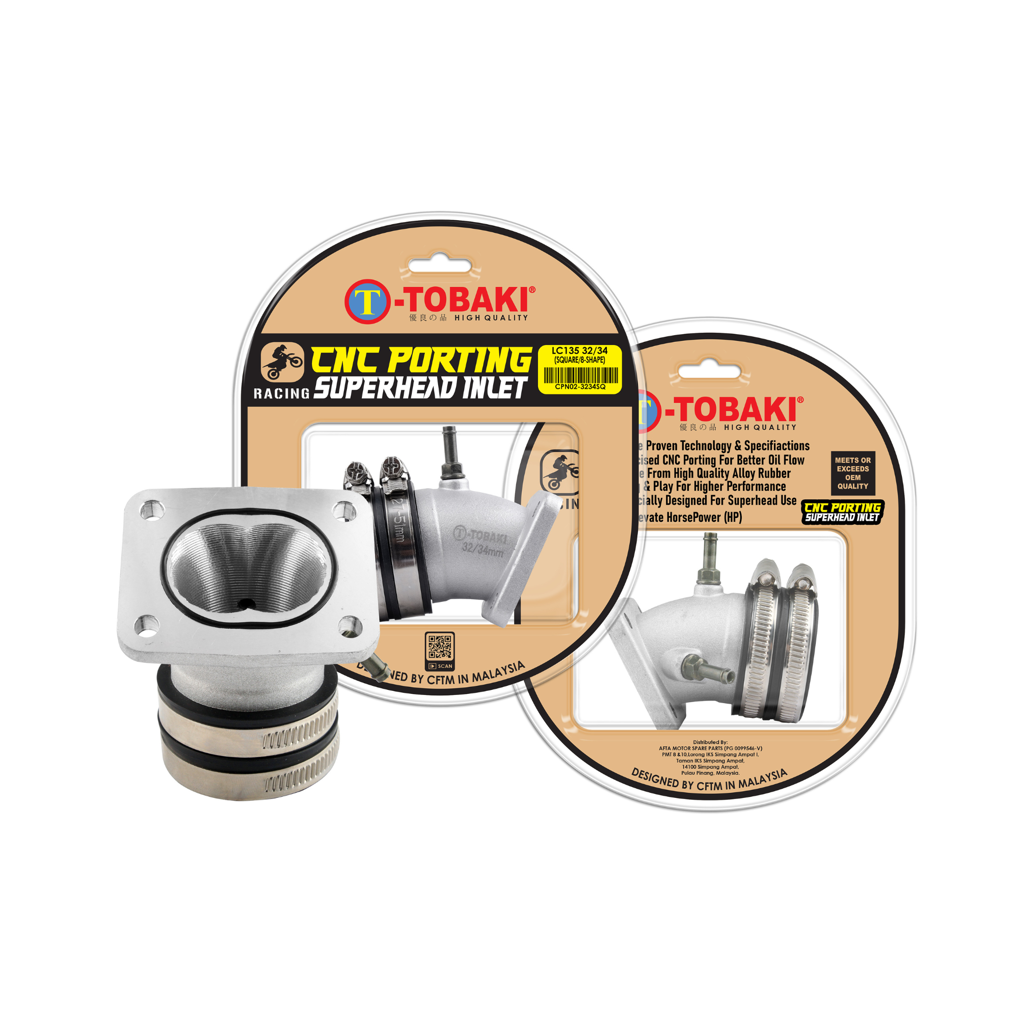 TOBAKI X CNC PORTING INLET PIPE (SQUARE)LC135