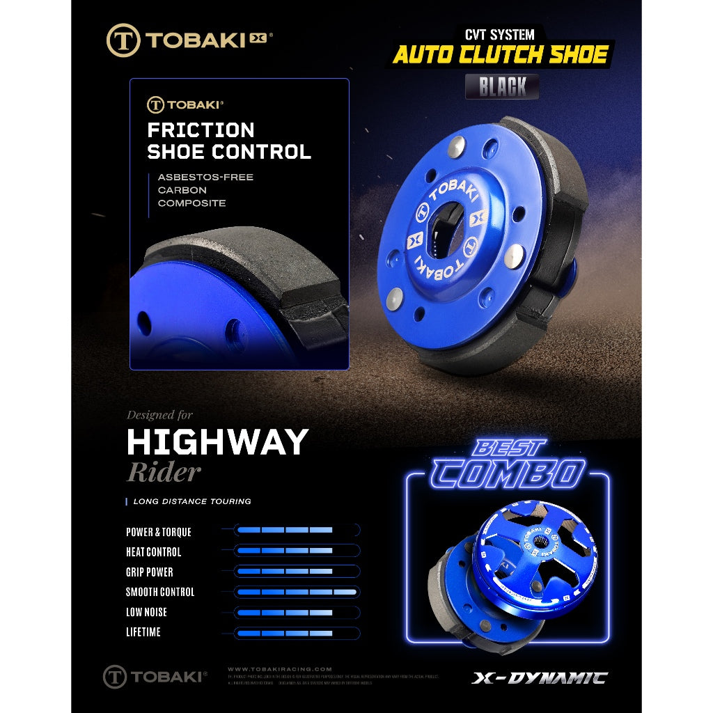 TOBAKI X CVT SYSTEM:AUTO CLUTCH SHOE BLACK