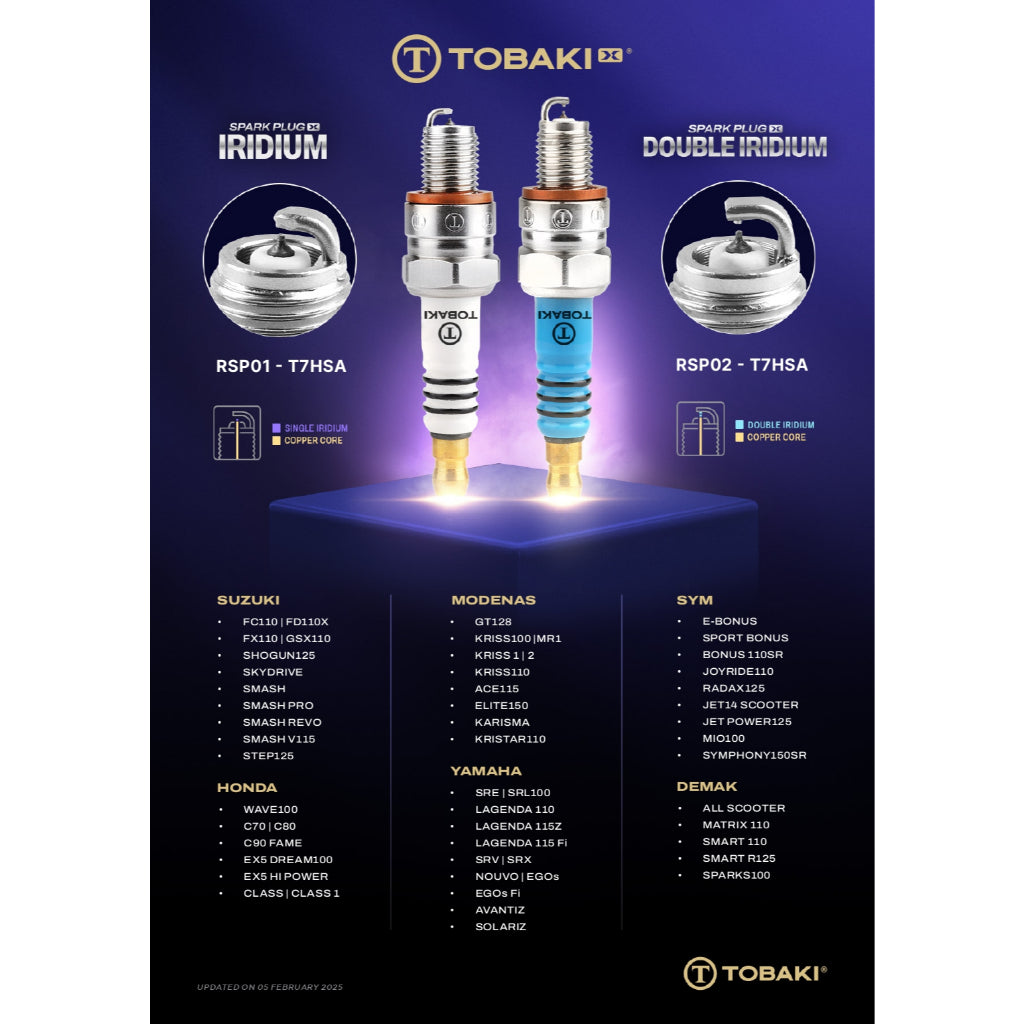 TOBAKI X SPARK PLUG (SINGLE IRIDIUM)