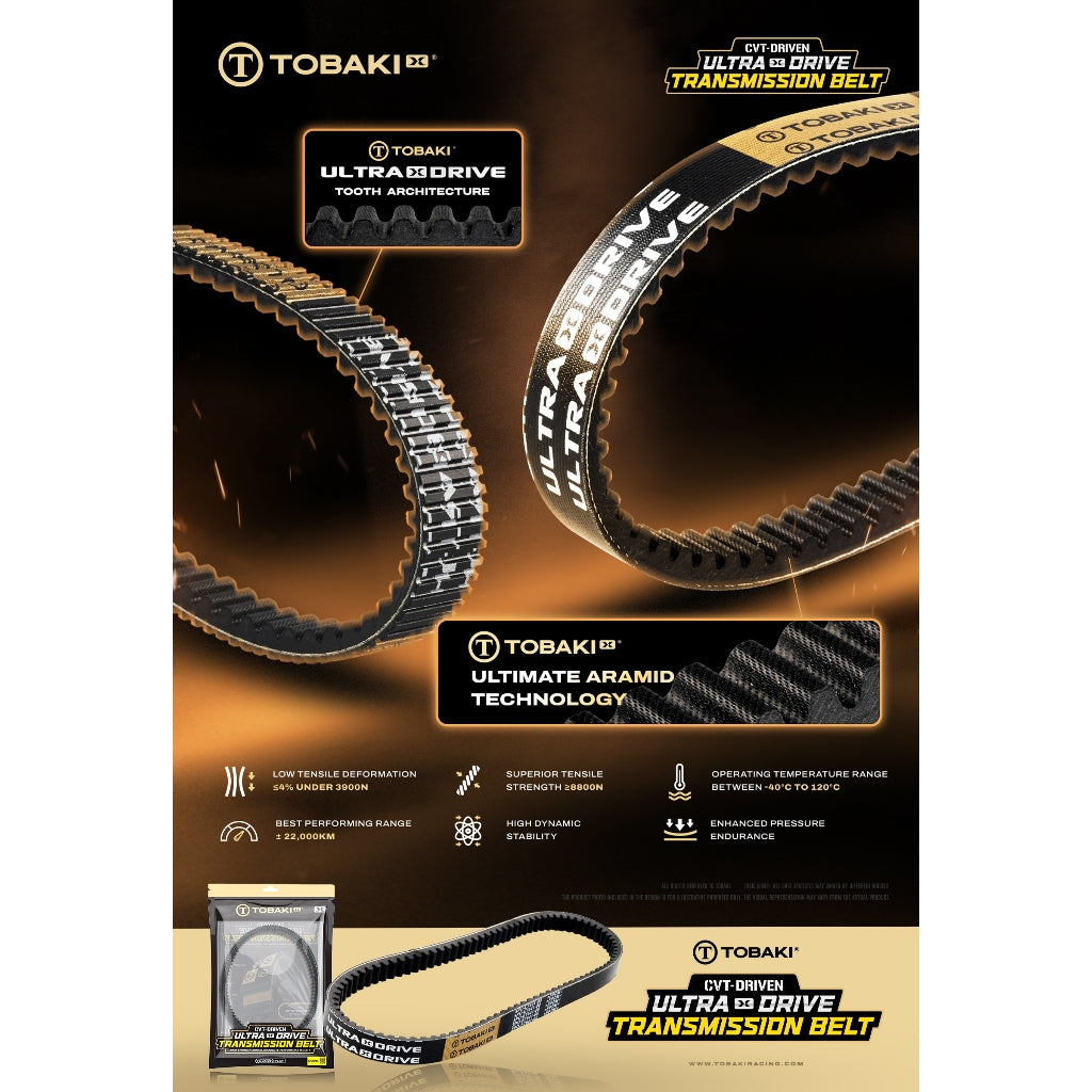 TOBAKI X CVT DRIVEN:ULTRA X DRIVE TRANSMISSION BELT
