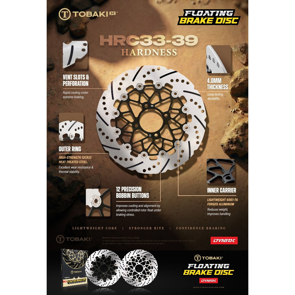 TOBAKI X (X-DYNAX SERIES) FLOATING FRONT BRAKE DISC & REAR BRAKE DISC